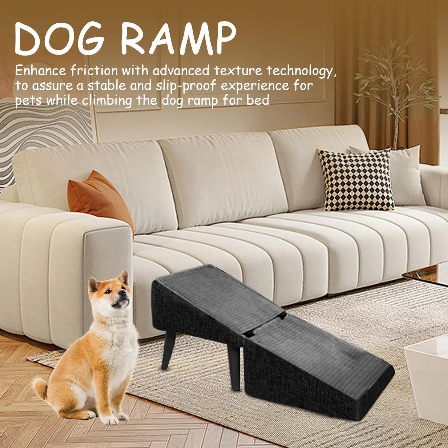 Foldable Dog Ramp for Bed and Vehicle Stairs Non Slip