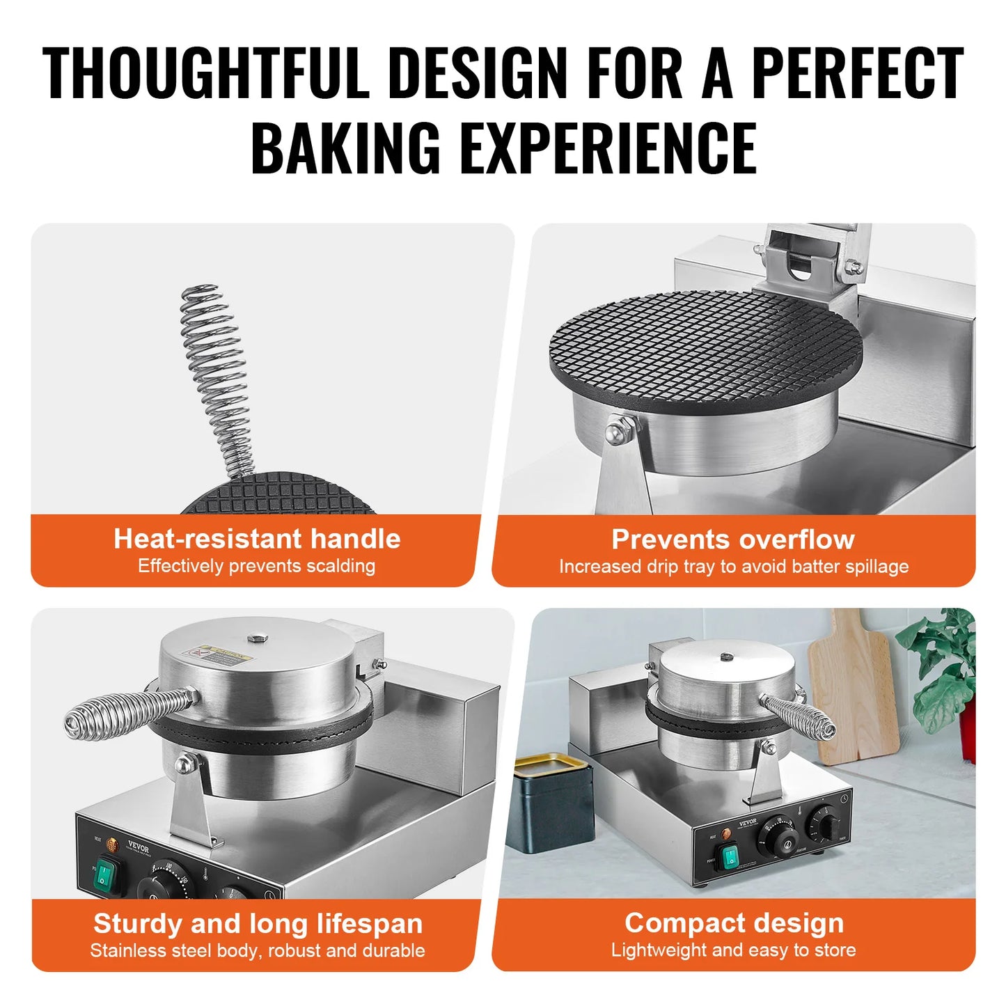 SucceBuy Electric Ice Cream Cone Maker Commercial Nonstick Cone Machine