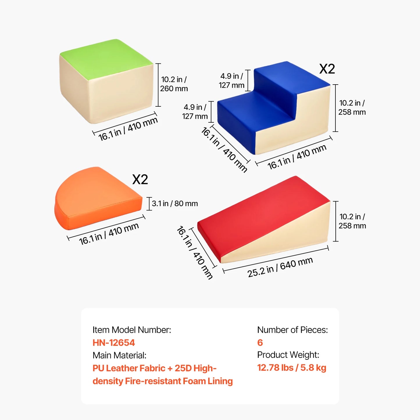 SucceBuy Kids Foam Climbing Blocks Indoor Crawl Playset