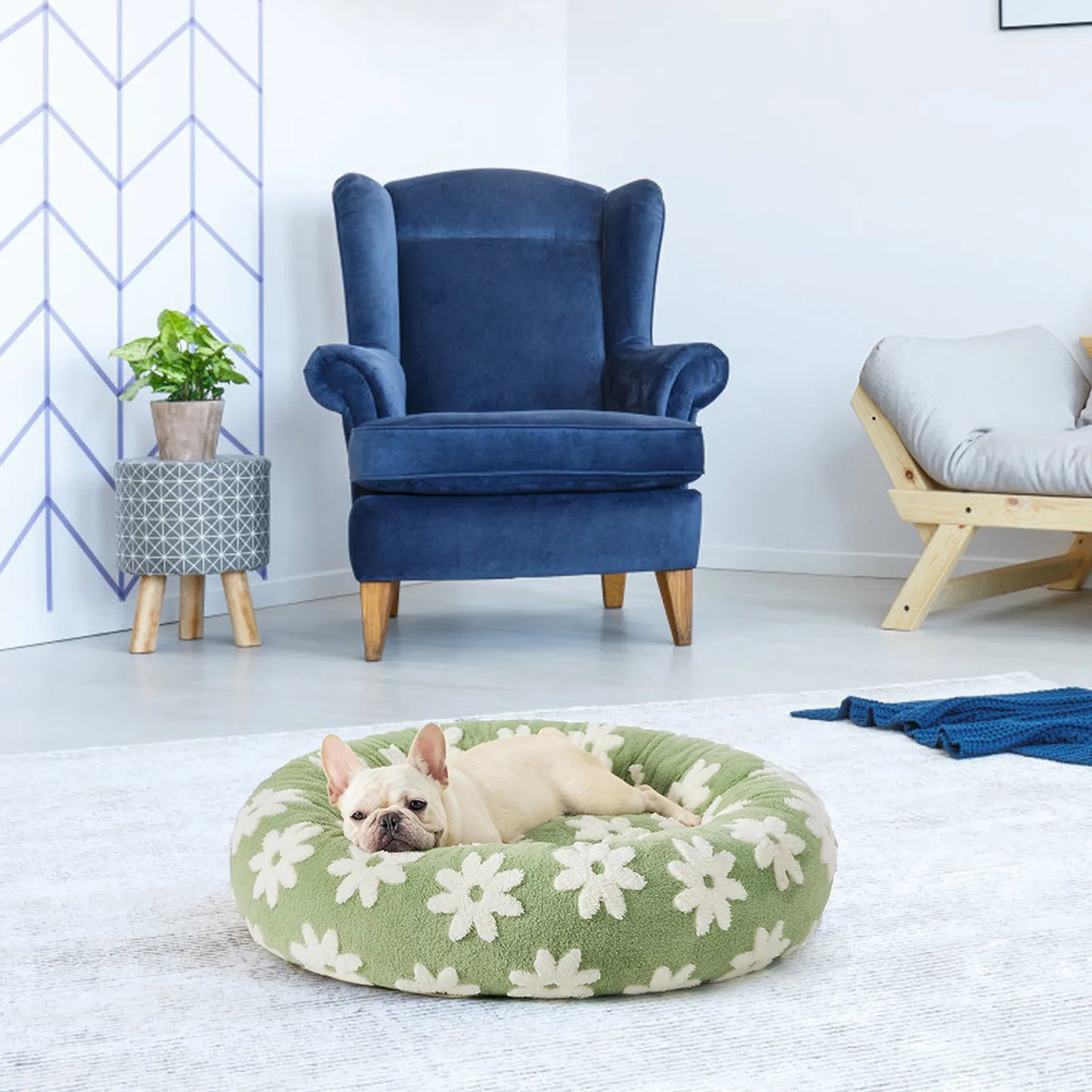 Round Donut Pet Bed With Raised Edges For Small Pets