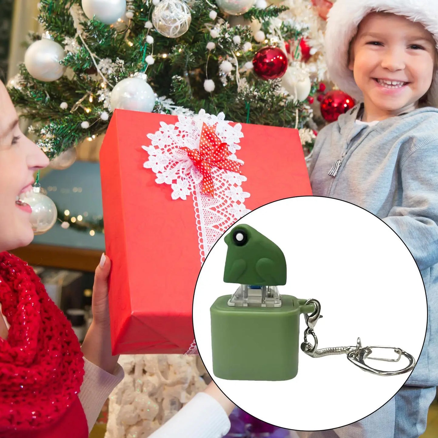 Funny Croaking Frog Keychain Rechargeable Keyboard Fidget Clicker Led Light