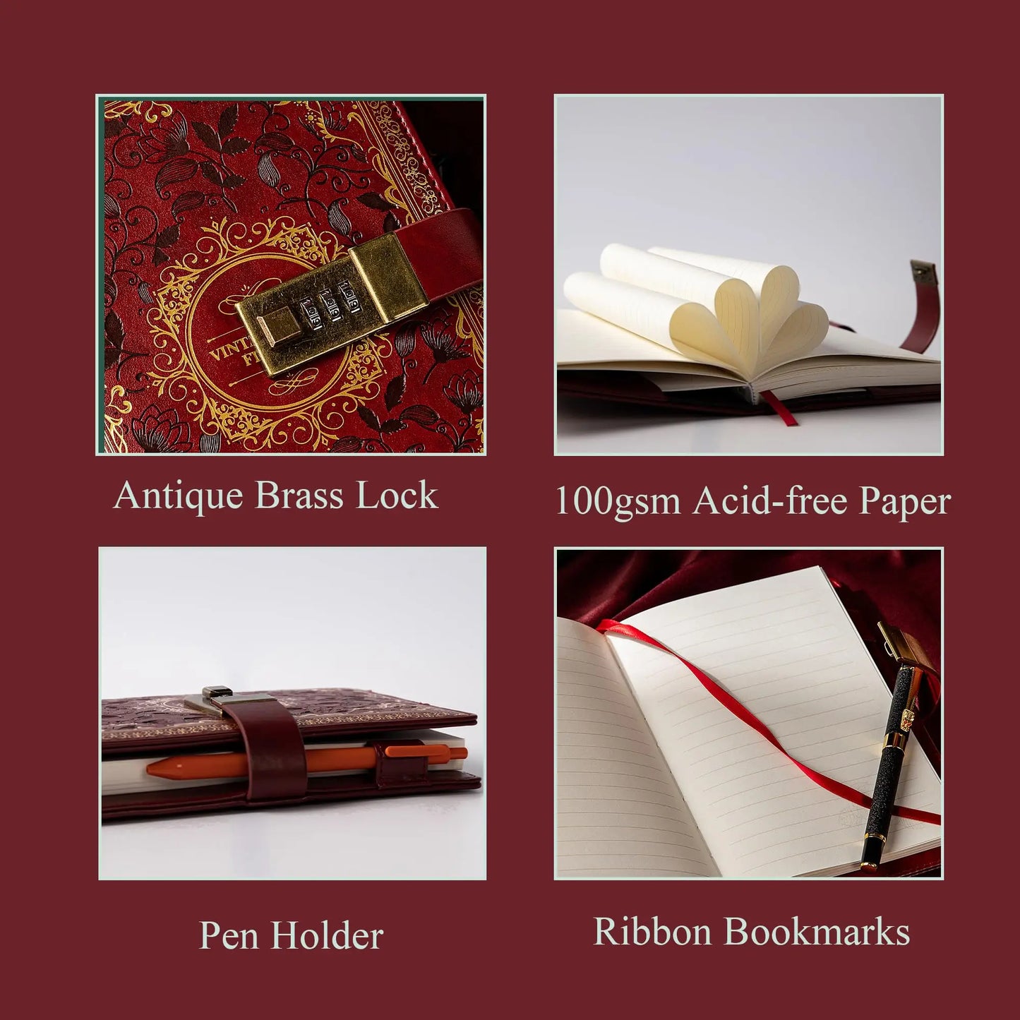 Digital Password Notebook With Lock PU Leather Privacy Diary