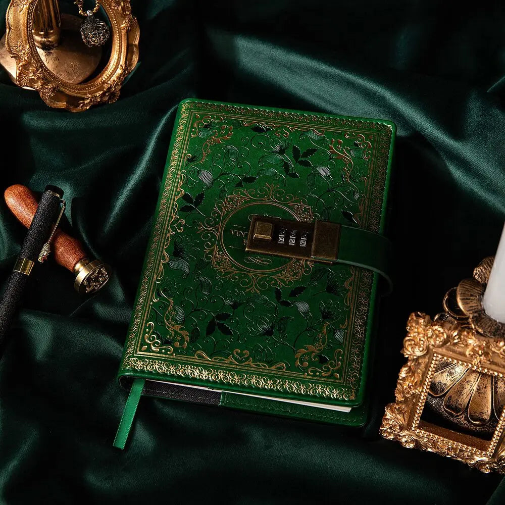 Digital Password Notebook With Lock PU Leather Privacy Diary