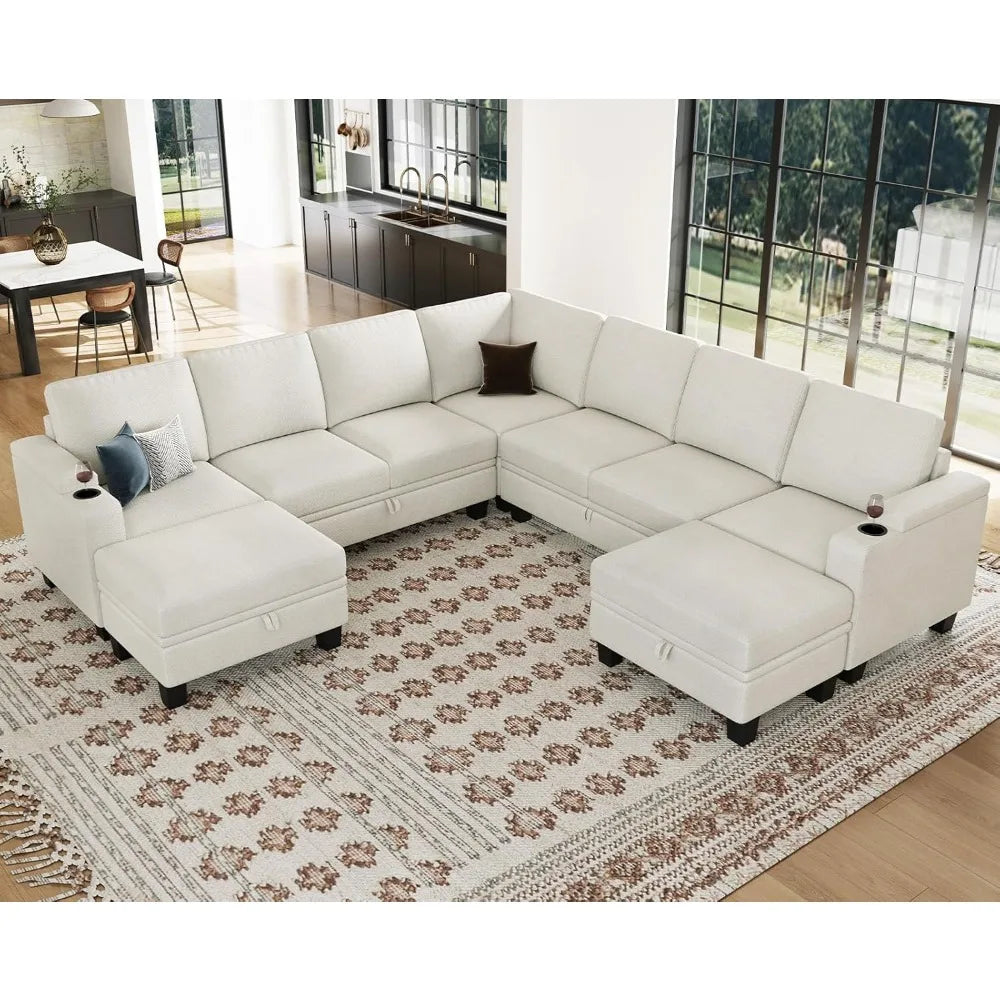 Modular Sectional Sofa With Storage U Shape Convertible Corner Couches
