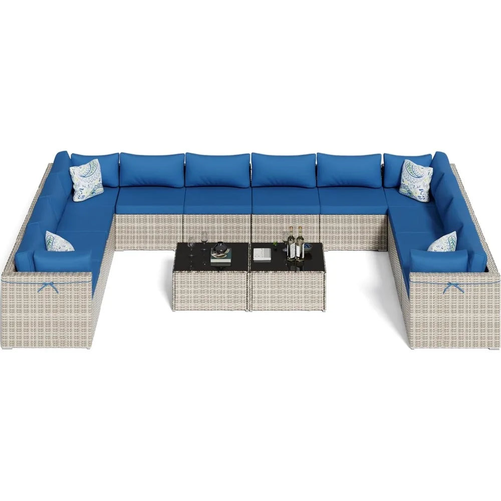 Modular Outdoor Sofa Set With 2 Pillows For Patio Use